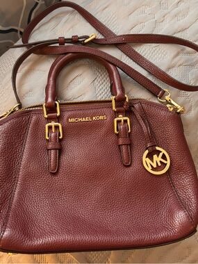 Michael Kors Pebbled Leather Satchel in Deep burgundy, great condition